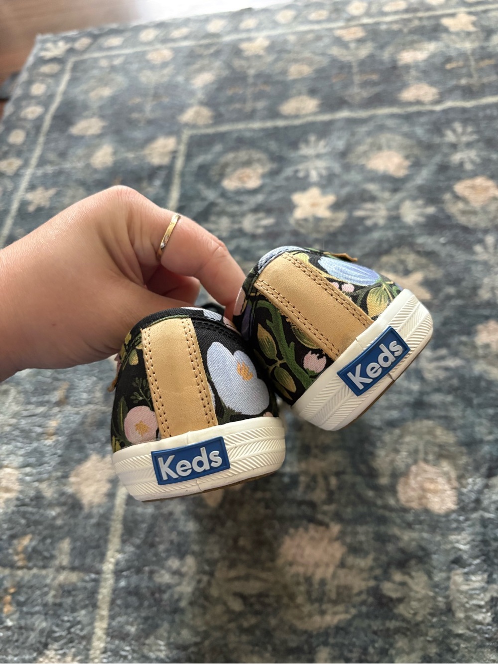 Keds x Rifle Paper Co. Botanical Champion Sneakers Black Motif Size 8 - Picture 4 of 8